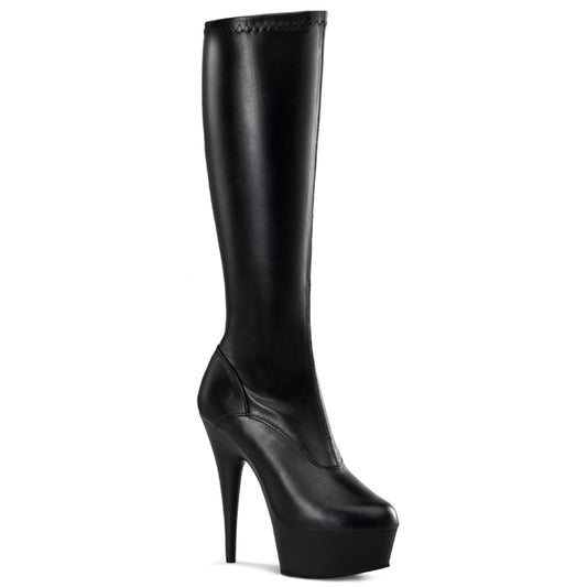 Pleaser Botas de mujer DELIGHT-2000 BLK STR Faux Cuero / Blk Mate
