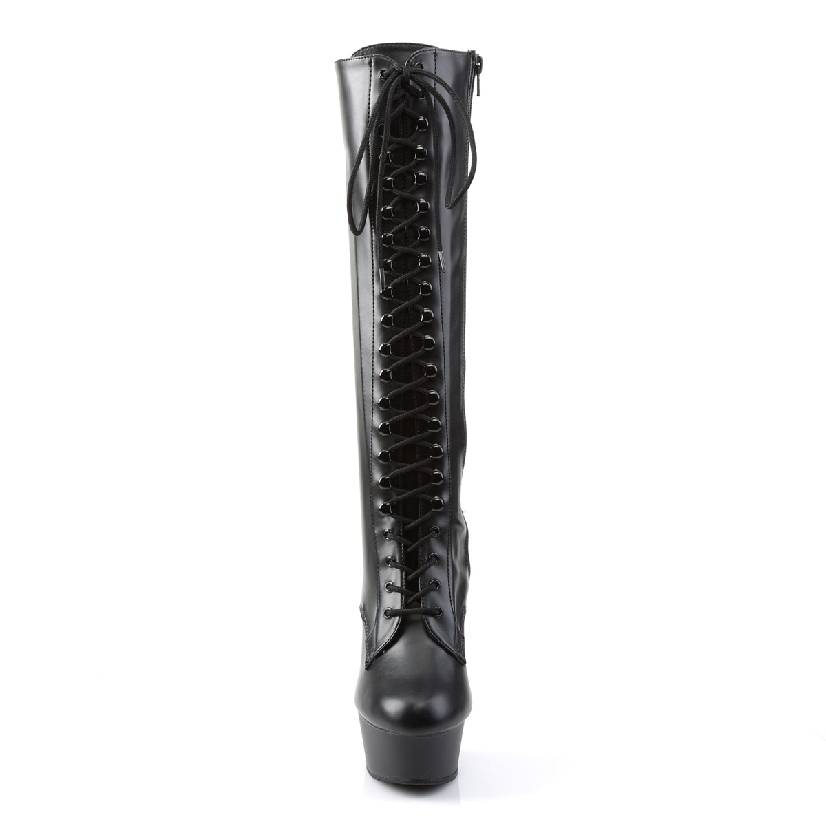 Pleaser Botas de mujer DELIGHT-2023 Blk Str Faux Cuero / Blk Mate