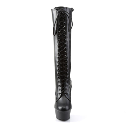 Pleaser Botas de mujer DELIGHT-2023 Blk Str Faux Cuero / Blk Mate