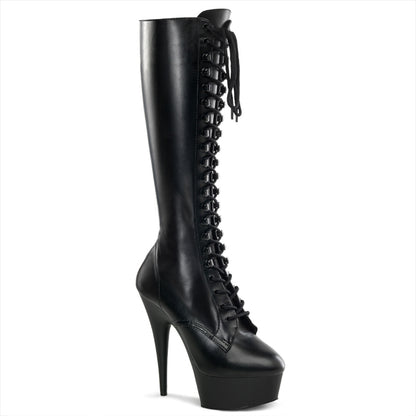 Pleaser Botas de mujer DELIGHT-2023 Blk Str Faux Cuero / Blk Mate