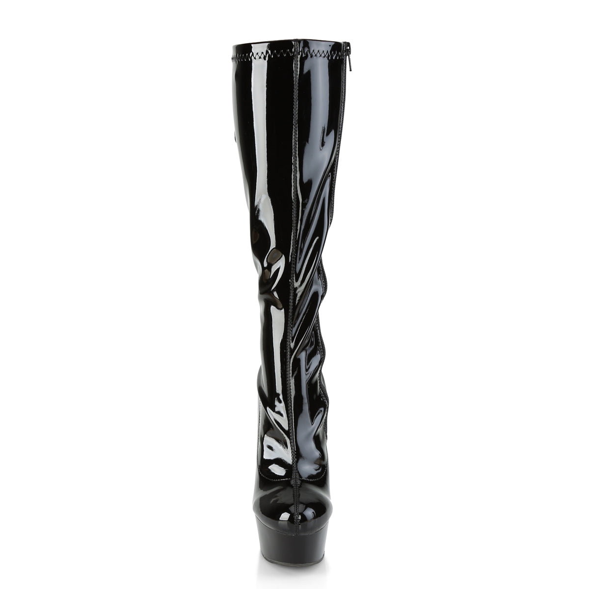 Pleaser Womens Boots DELIGHT-2029 Blk Str. Pat/Blk