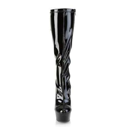Pleaser Womens Boots DELIGHT-2029 Blk Str. Pat/Blk