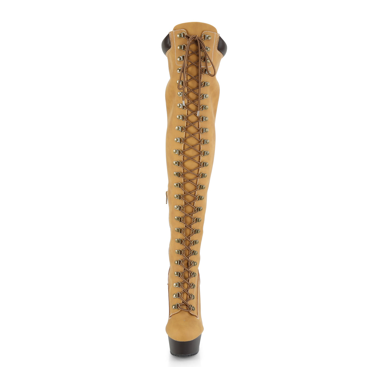Pleaser Botas de mujer DELIGHT-3000tl Tan Nubuck Faux de cuero / marrón oscuro mate