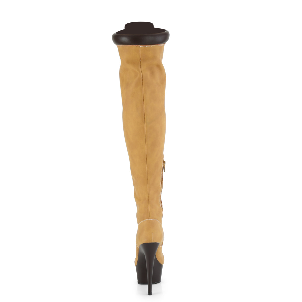 Pleaser Botas de mujer DELIGHT-3000tl Tan Nubuck Faux de cuero / marrón oscuro mate