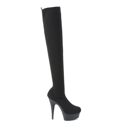 Pleaser Womens Boots DELIGHT-3002-1 Blk Stretch Knit Fabric/Blk Matte