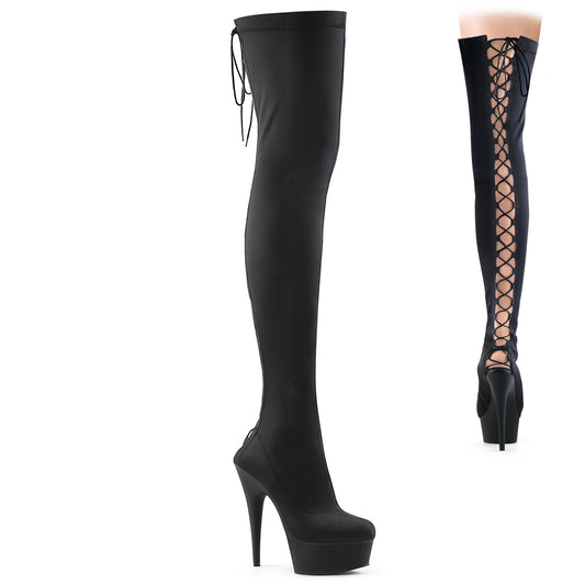 Pleaser Botas de mujer DELIGHT-3003 BLK LYCRA / BLK MATE