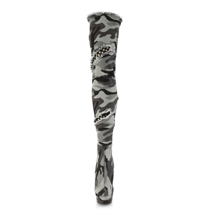 Pleaser Botas de mujer DELIGHTTela de tela de camufla de camo str / camo str