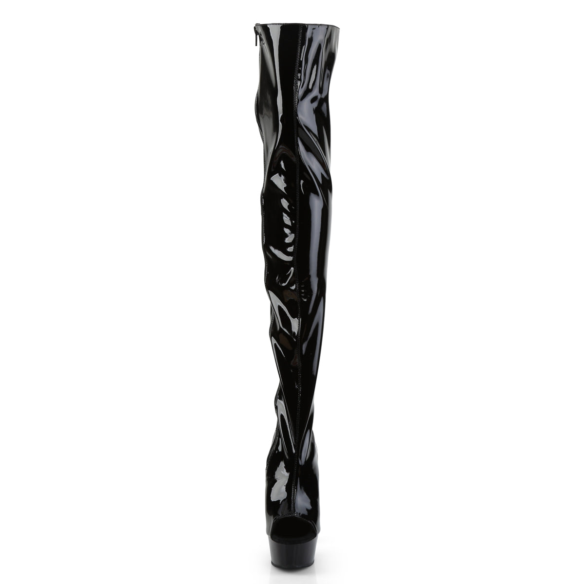 Pleaser Womens Boots DELIGHT-3017 Blk Str Pat/Blk