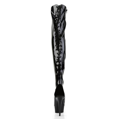 Pleaser Womens Boots DELIGHT-3017 Blk Str Pat/Blk