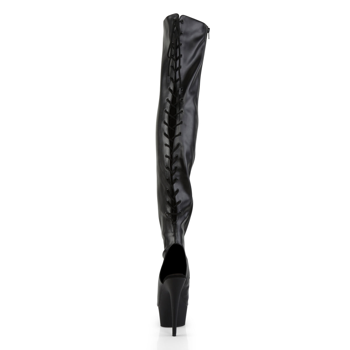 Pleaser Womens Boots DELIGHT-3017 Blk Str Faux Leather/Blk