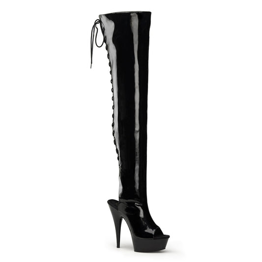 Pleaser Botas de mujer DELIGHT-3017 BLK STR PAT / BLK