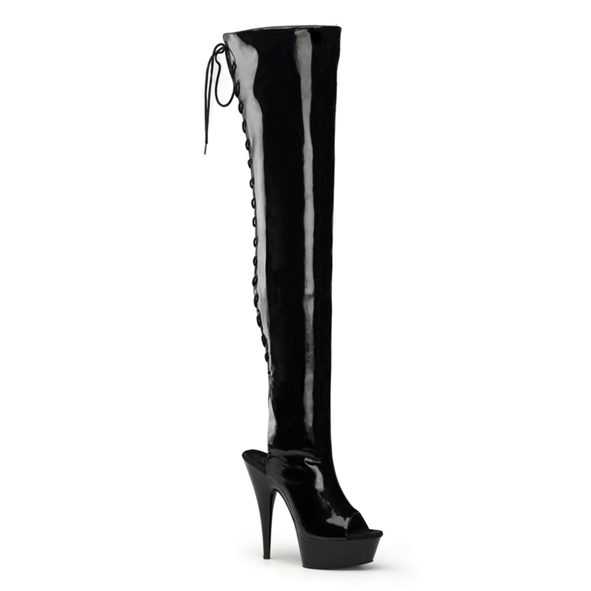 Pleaser Womens Boots DELIGHT-3017 Blk Str Pat/Blk