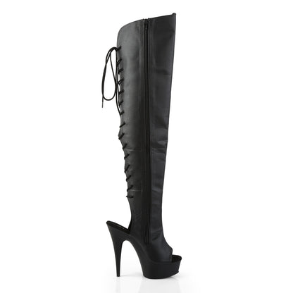Pleaser Womens Boots DELIGHT-3019 Blk Faux Leather/Blk Matte
