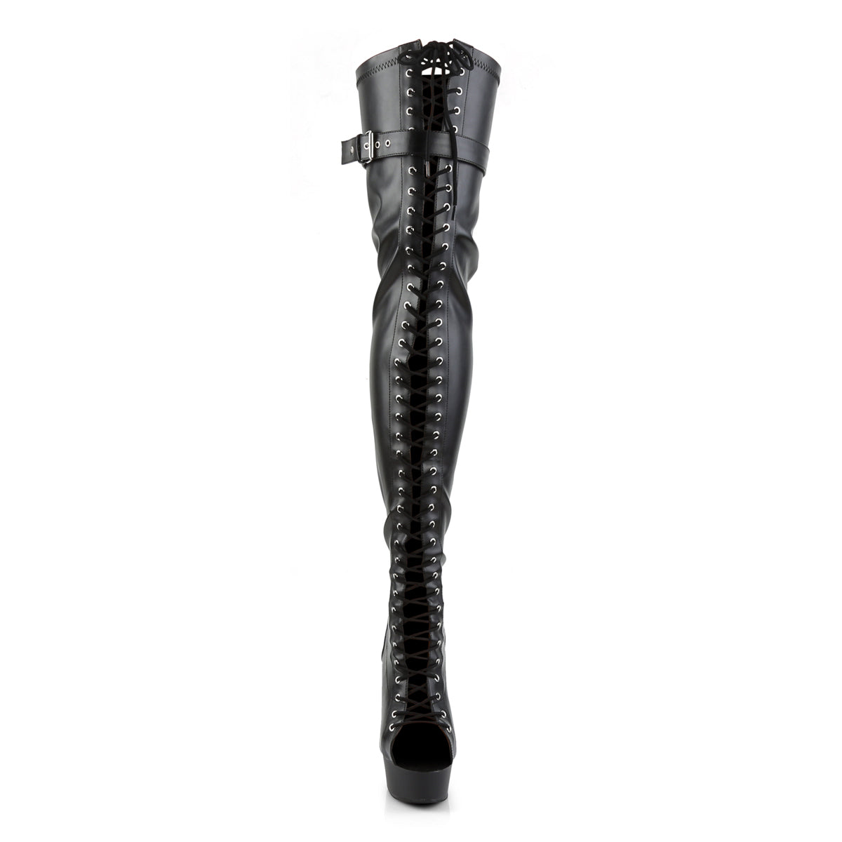 Pleaser Botas de mujer DELIGHT-3025 BLK STR Faux Cuero / Blk Matte