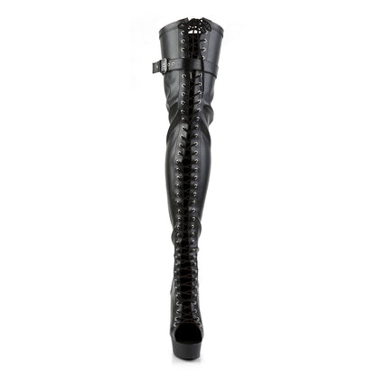Pleaser Botas de mujer DELIGHT-3025 BLK STR Faux Cuero / Blk Matte