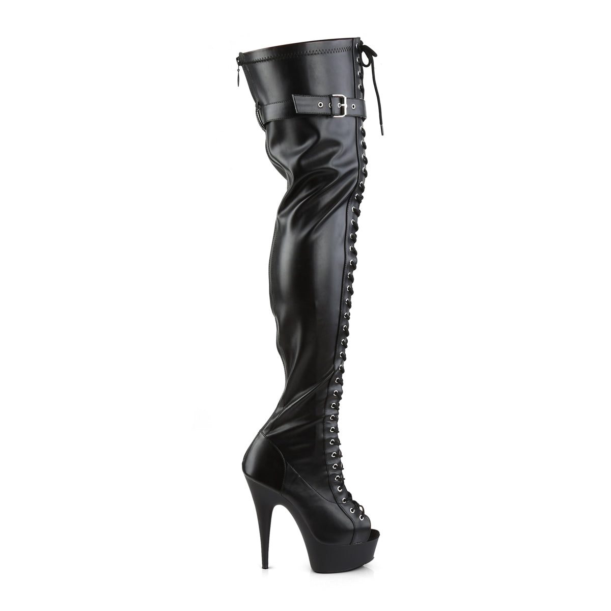 Pleaser Botas de mujer DELIGHT-3025 BLK STR Faux Cuero / Blk Matte