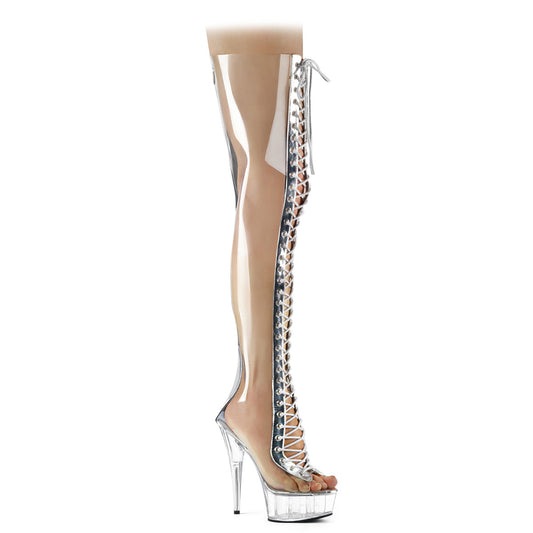Pleaser Botas de mujer DELIGHT-3026 CLR-SLV METALIC PU-TPU / CLR