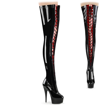 Pleaser  Botas DELIGHT-3027 Blk-Red Str. PAT / BLK