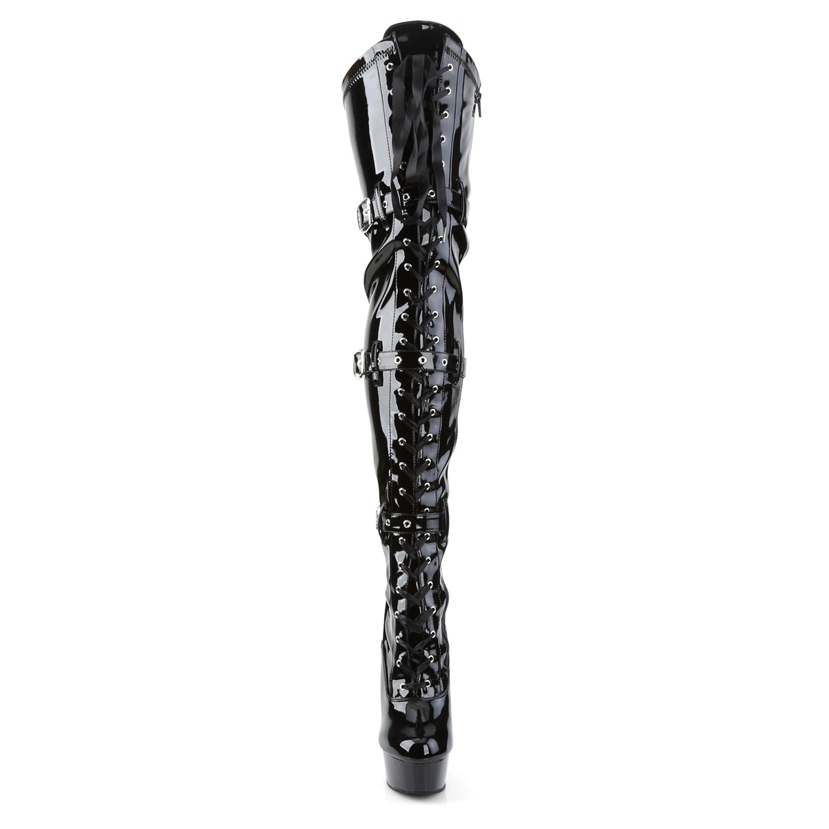 Pleaser Botas de mujer DELIGHT-3028 BLK STR PAT / BLK