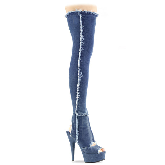 Pleaser Womens Boots DELIGHT-3030 Denim Blue Str Fabric