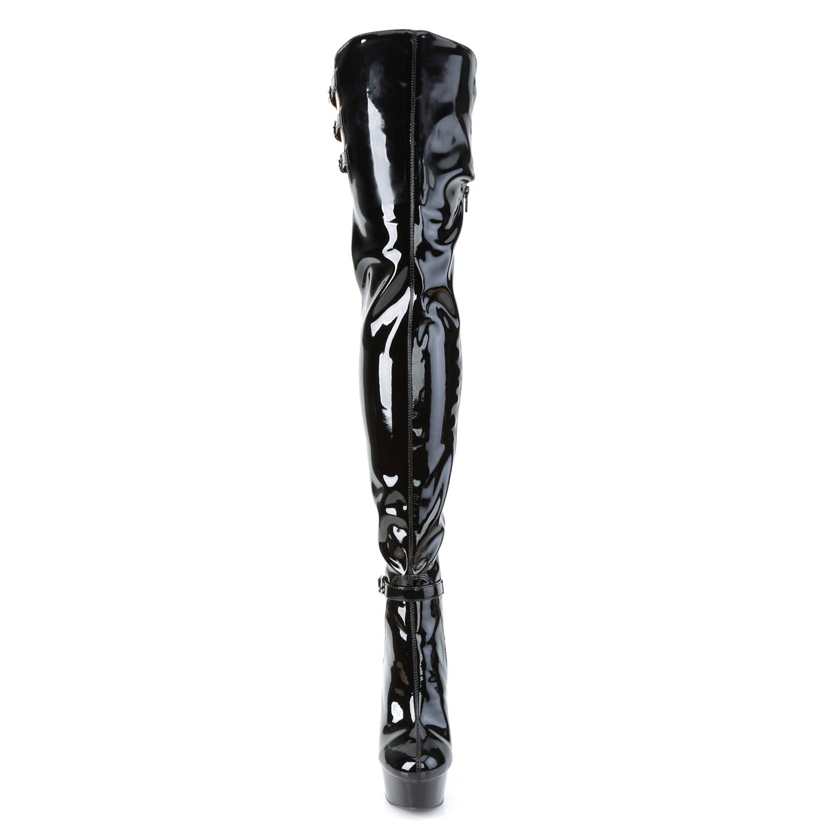 Pleaser Womens Boots DELIGHT-3055 Blk Stretch Pat/Blk