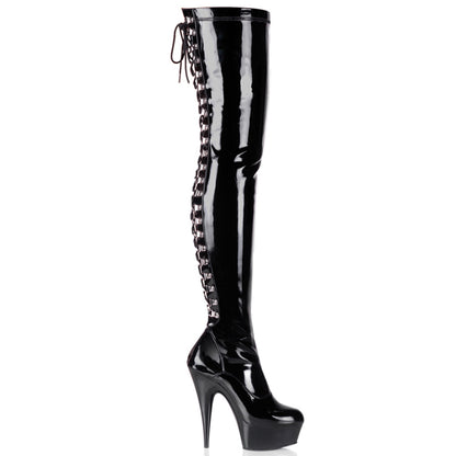 Pleaser Botas de mujer DELIGHT-3063 BLK STR PAT / BLK