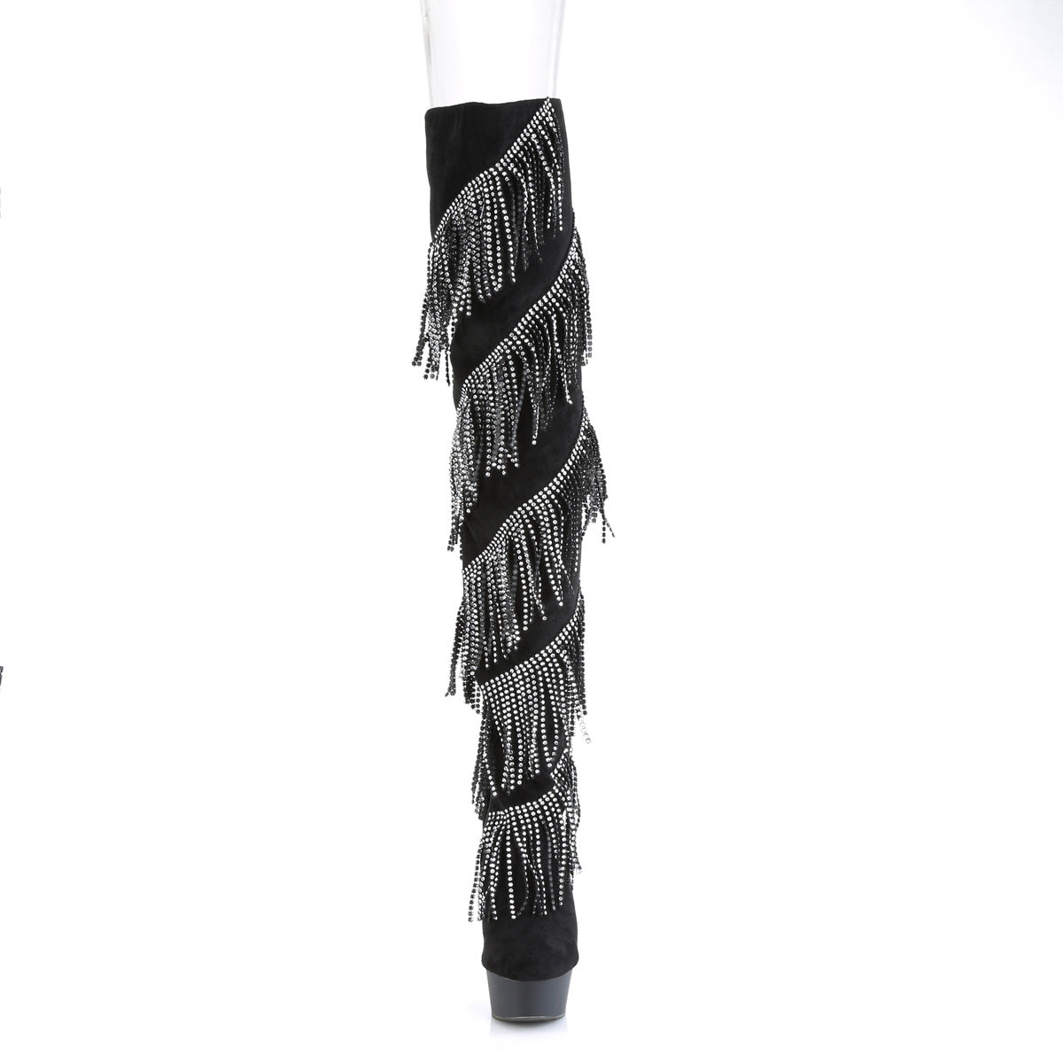 Pleaser Botas de mujer DELIGHT-3065 BLK Faux Suede-SLV / BLK Matte