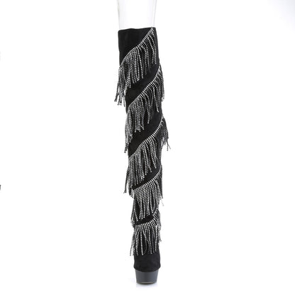 Pleaser Botas de mujer DELIGHT-3065 BLK Faux Suede-SLV / BLK Matte