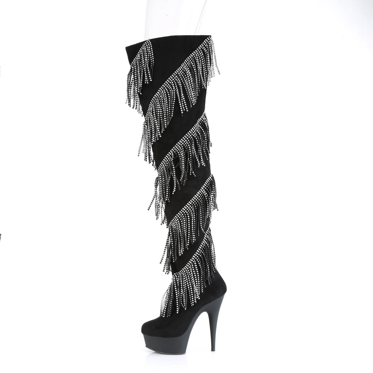 Pleaser Botas de mujer DELIGHT-3065 BLK Faux Suede-SLV / BLK Matte