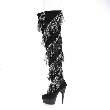 Pleaser Botas de mujer DELIGHT-3065 BLK Faux Suede-SLV / BLK Matte