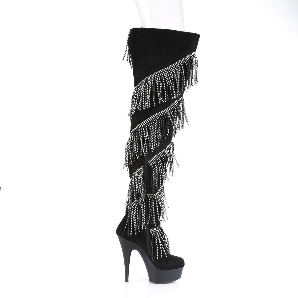 Pleaser Botas de mujer DELIGHT-3065 BLK Faux Suede-SLV / BLK Matte
