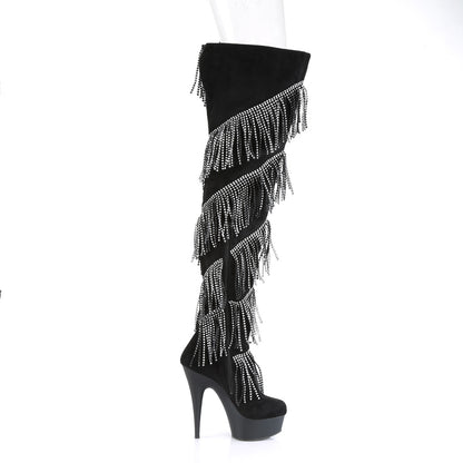 Pleaser Botas de mujer DELIGHT-3065 BLK Faux Suede-SLV / BLK Matte