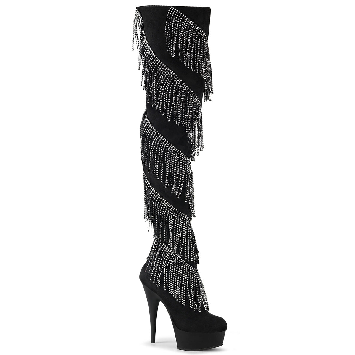 Pleaser Botas de mujer DELIGHT-3065 BLK Faux Suede-SLV / BLK Matte