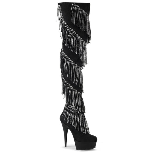 Pleaser Botas de mujer DELIGHT-3065 BLK Faux Suede-SLV / BLK Matte