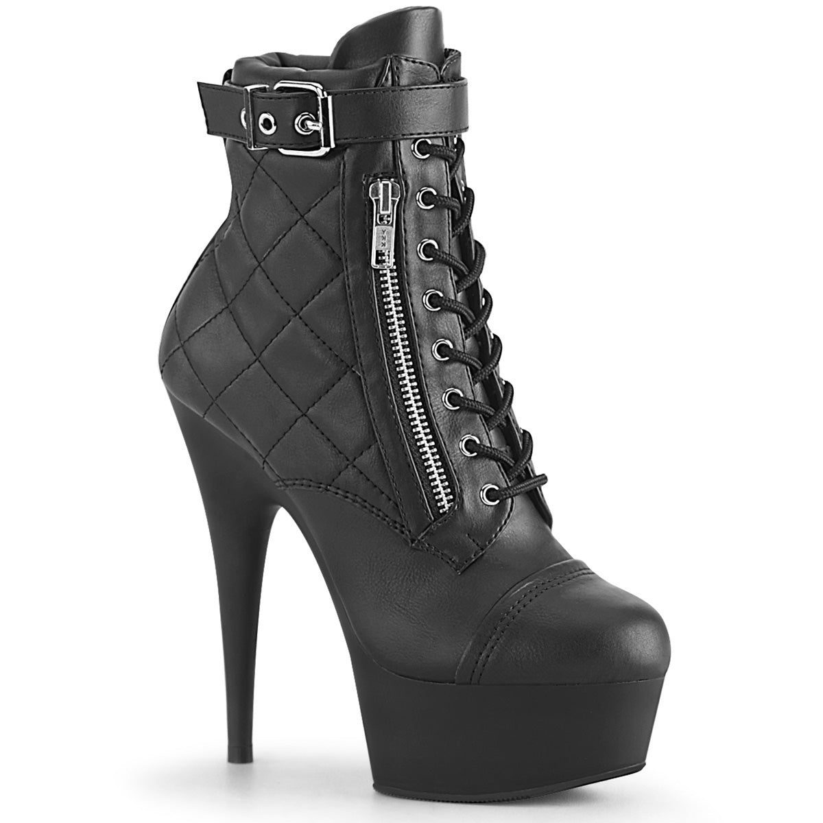 Pleaser Botas de tobillo para mujer DELIGHT-600-05 BLK Faux Cuero / Blk Mate