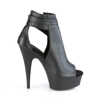 Pleaser Womens Ankle Boots DELIGHT-600-10 Blk Faux Leather/Blk Matte