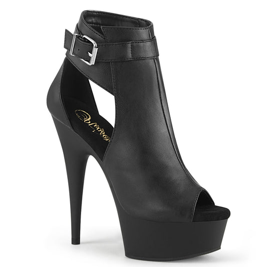 Pleaser Botas de tobillo para mujer DELIGHT-600-10 BLK Faux Cuero / Blk Mate