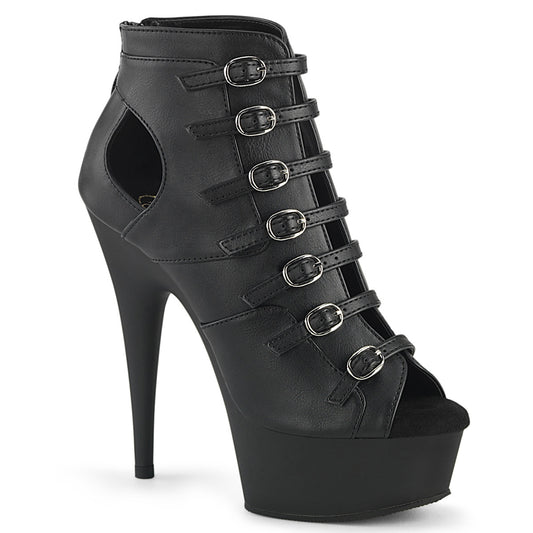 Pleaser   DELIGHT-600-11 Blk Faux Leather/Blk Matte