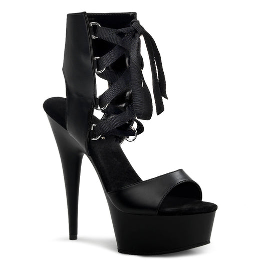 Pleaser Womens Sandals DELIGHT-600-14 Blk Faux Leather/ Blk
