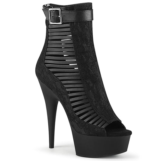 Pleaser Botas de tobillo para mujer DELIGHT-600-27lc Blk Faux Cuero-Teject / Blk Mate
