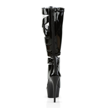 Pleaser Womens Boots DELIGHT-600-49 Blk Str Pat/Blk