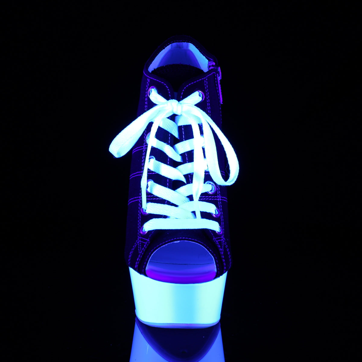 Pleaser Womens Sandals DELIGHT-600SK-01 Blk Canvas/Neon White
