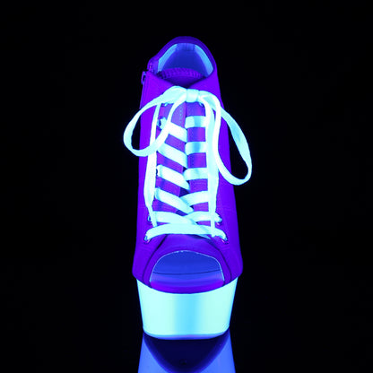 Pleaser Sandalias para mujer DELIGHT-600sk-01 lienzo rosa / neón blanco