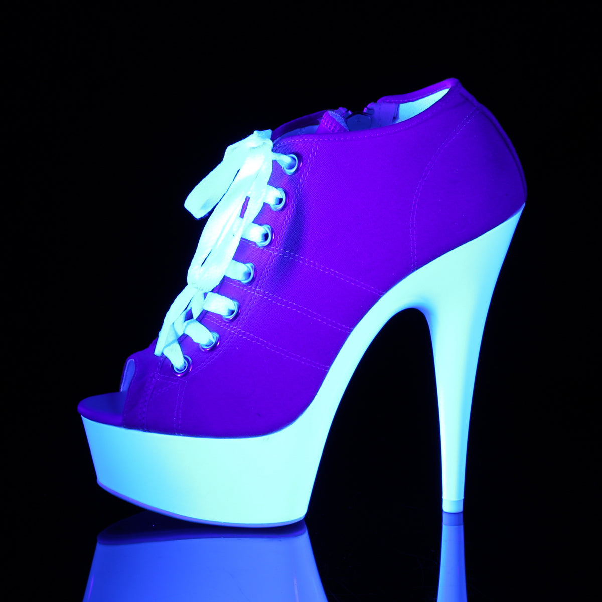 Pleaser Sandalias para mujer DELIGHT-600sk-01 lienzo rosa / neón blanco