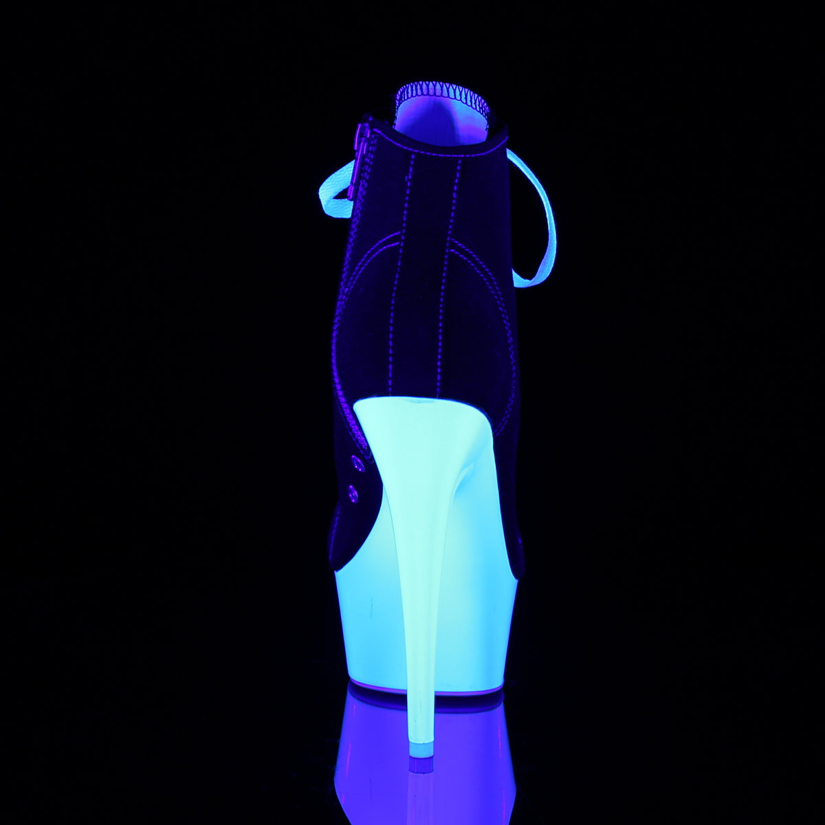 Pleaser Botas de tobillo para mujer DELIGHT-600sk-02 Blk lienzo / Neon White