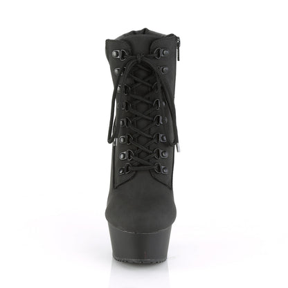 Pleaser Botas de tobillo para mujer DELIGHT-600TL-02 BLK Nubuck Faux Cuero / Blk Matte