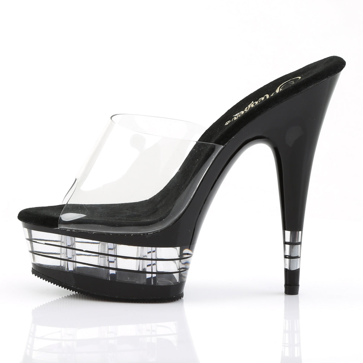 Pleaser Sandalias para mujer DELIGHT-601ln clr / blk