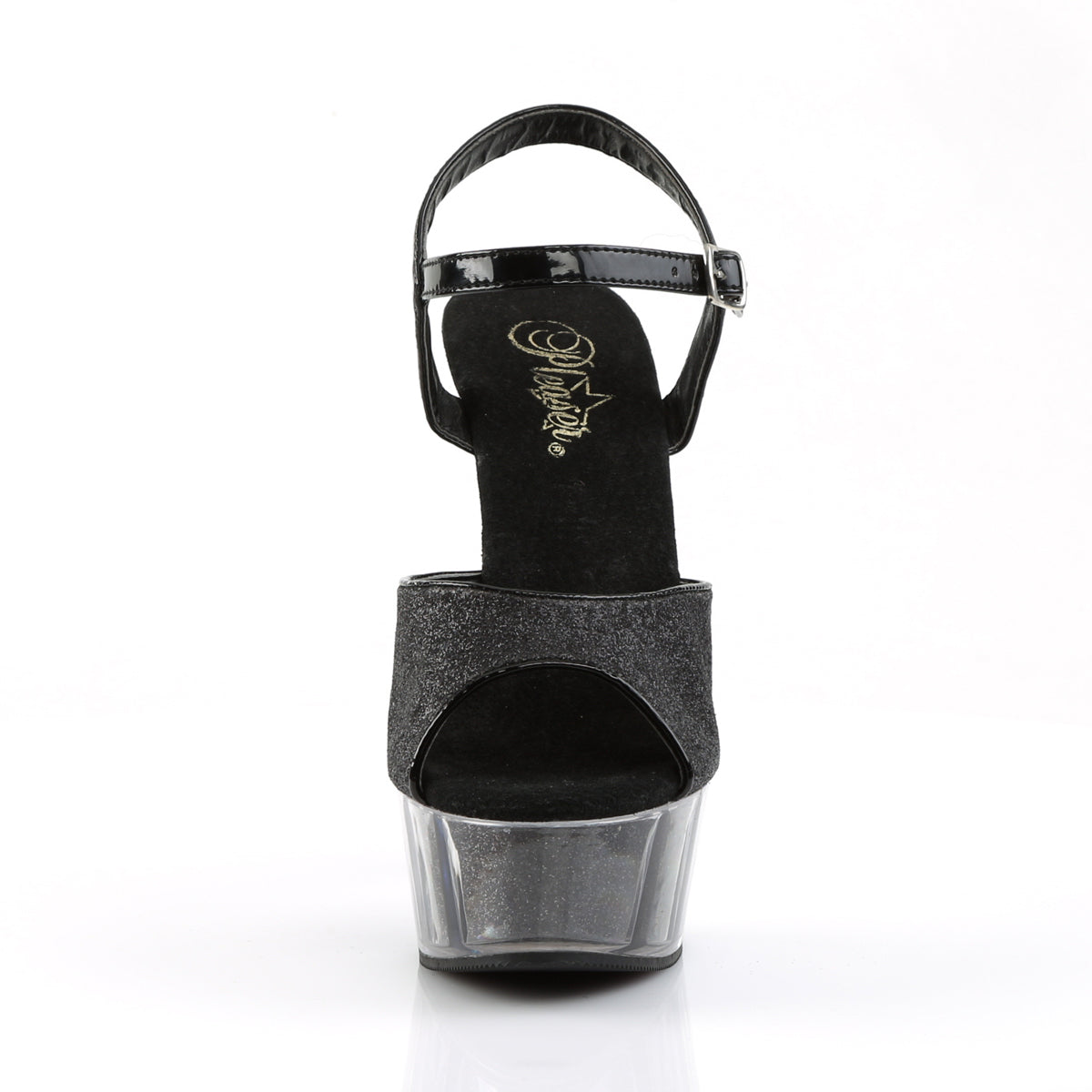 Pleaser Womens Sandals DELIGHT-609-5G Blk Gltr/Blk Gltr