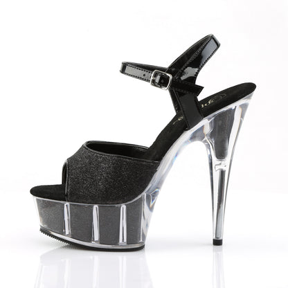 Pleaser Womens Sandals DELIGHT-609-5G Blk Gltr/Blk Gltr