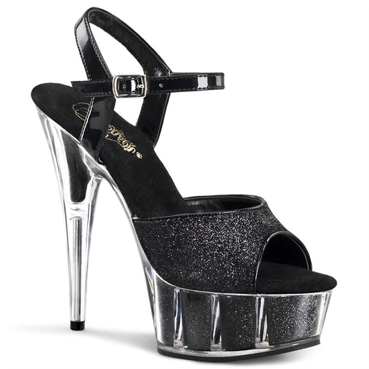 Pleaser Womens Sandals DELIGHT-609-5G Blk Gltr/Blk Gltr
